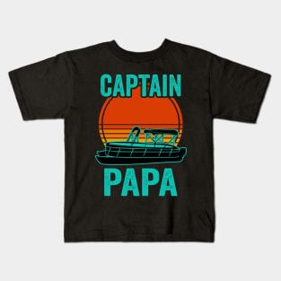 Pontoon Captain Dad Funny Pontoon Boat Lover Kids T-Shirt